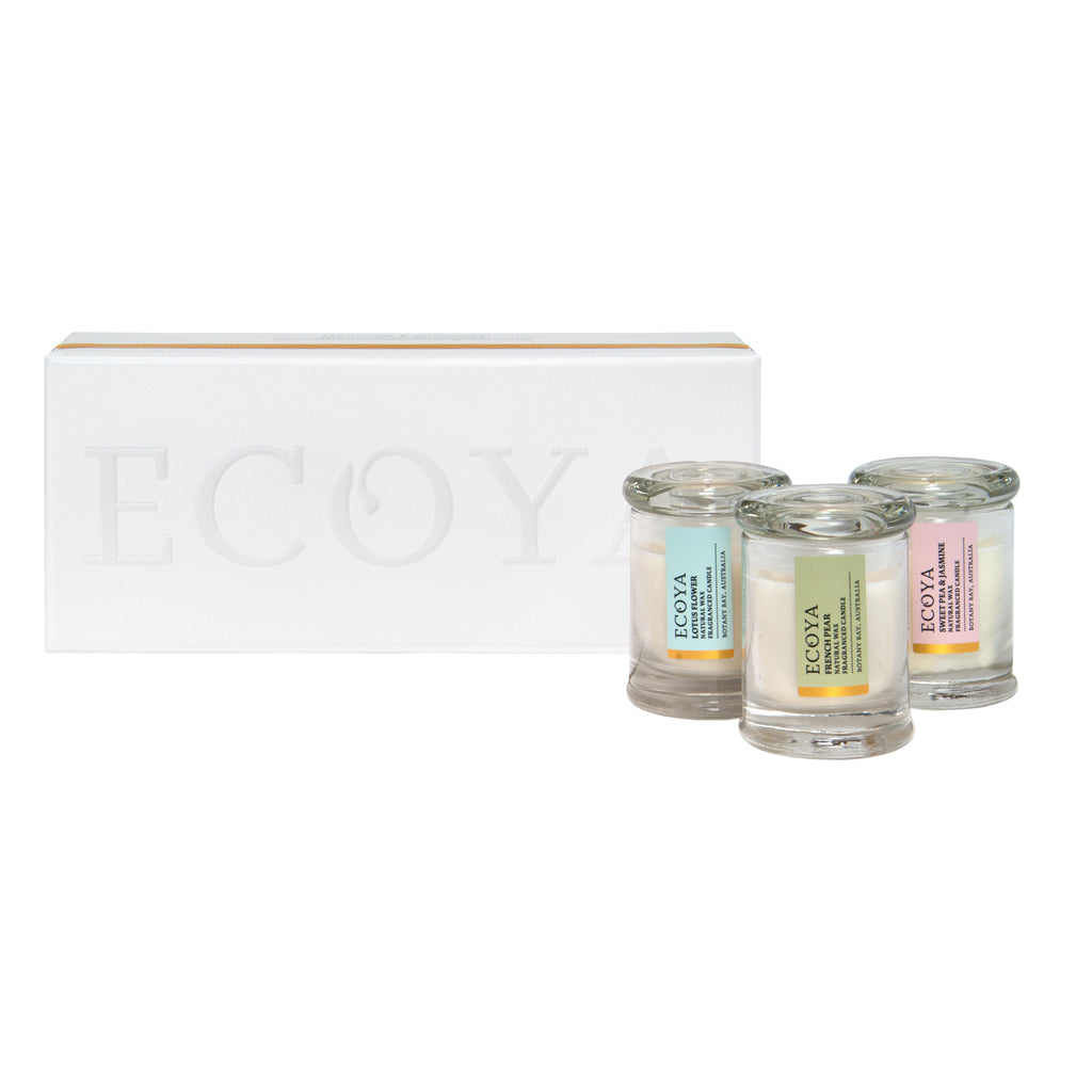 Soy Candle Mini Sampler Set (French Pear, Lotus Flower, and Sweet Pea & Jasmine)