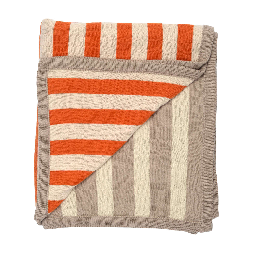 Tan-Orange Dual Stripe Throw