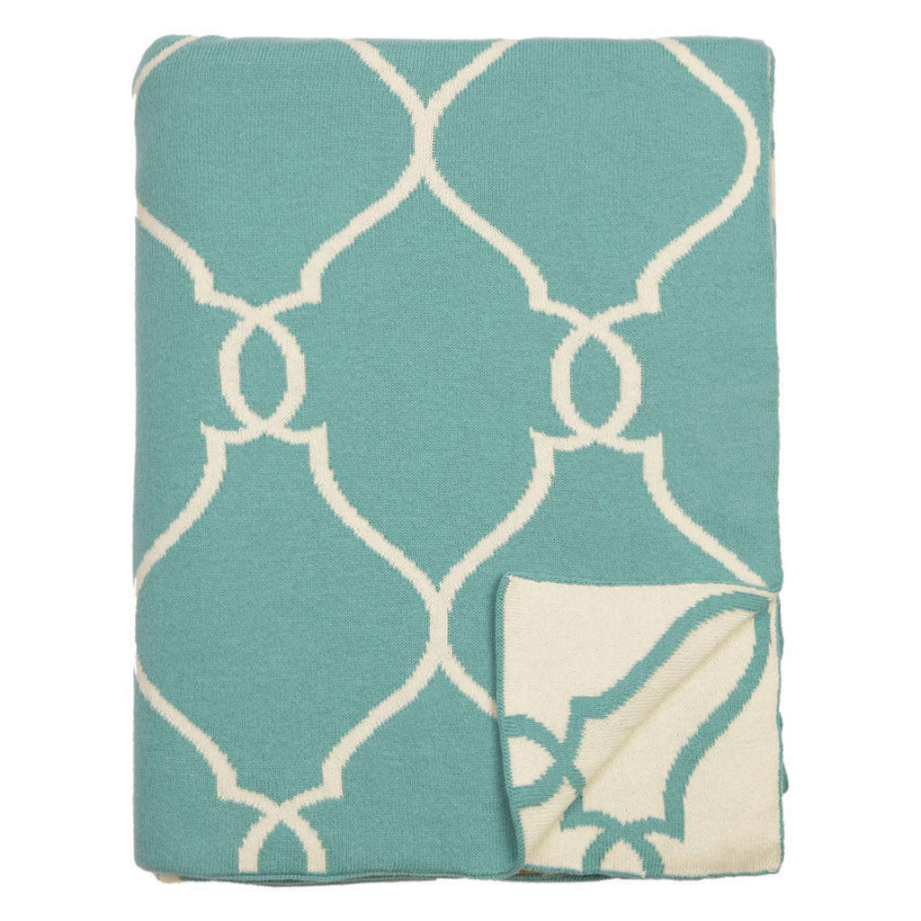 The Teal Lattice Reversible Patterned Throw