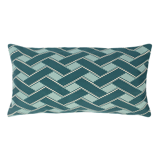 Teal and Green Lattice Throw Pillow