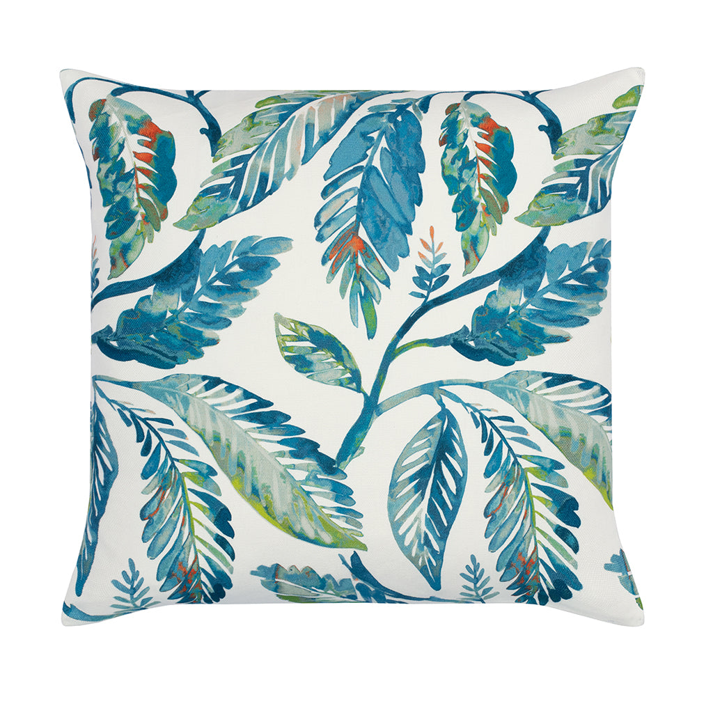 The Blue Island Palm Square Throw Pillow