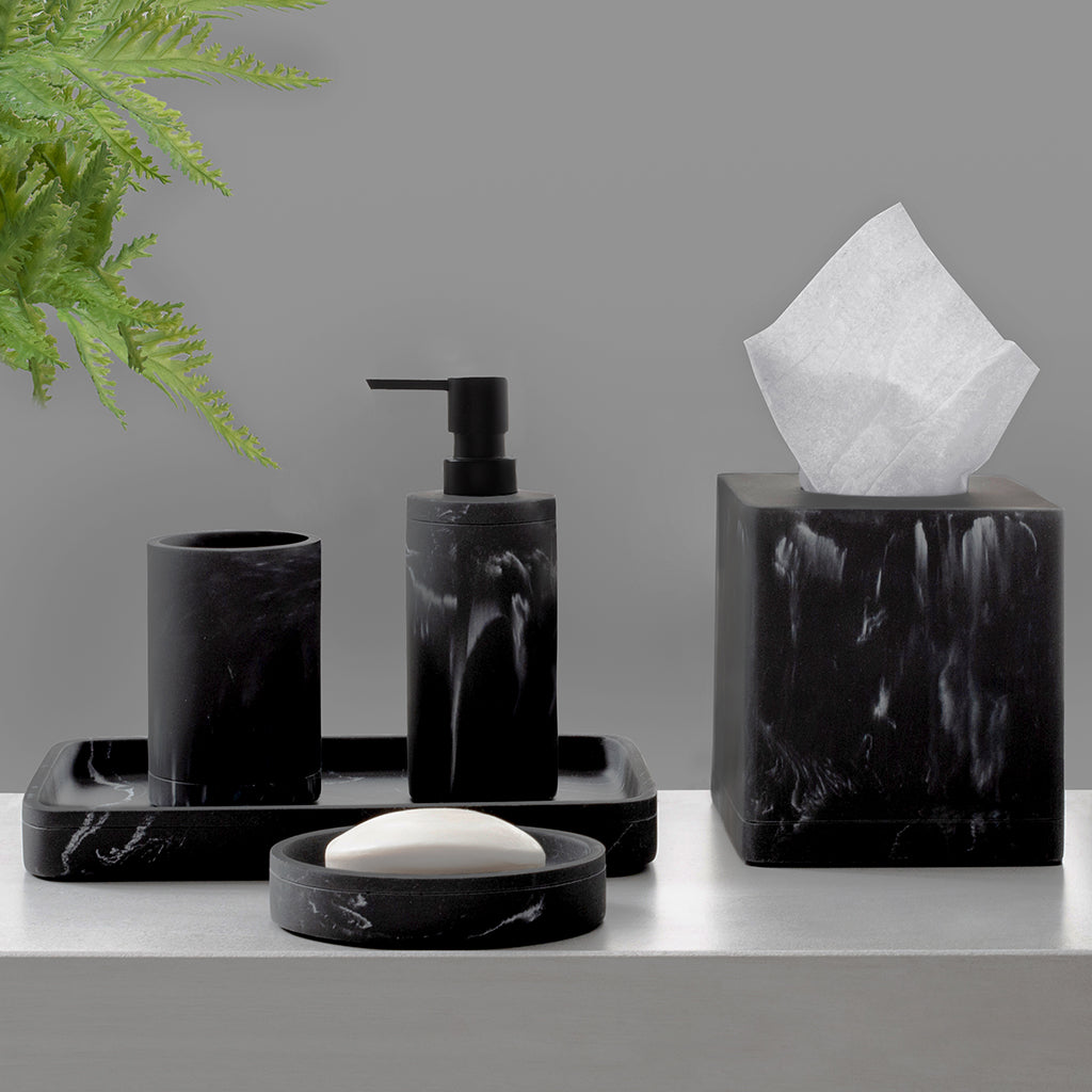 The Classic Black Marble Bath Accessories - Toothbrush Holder