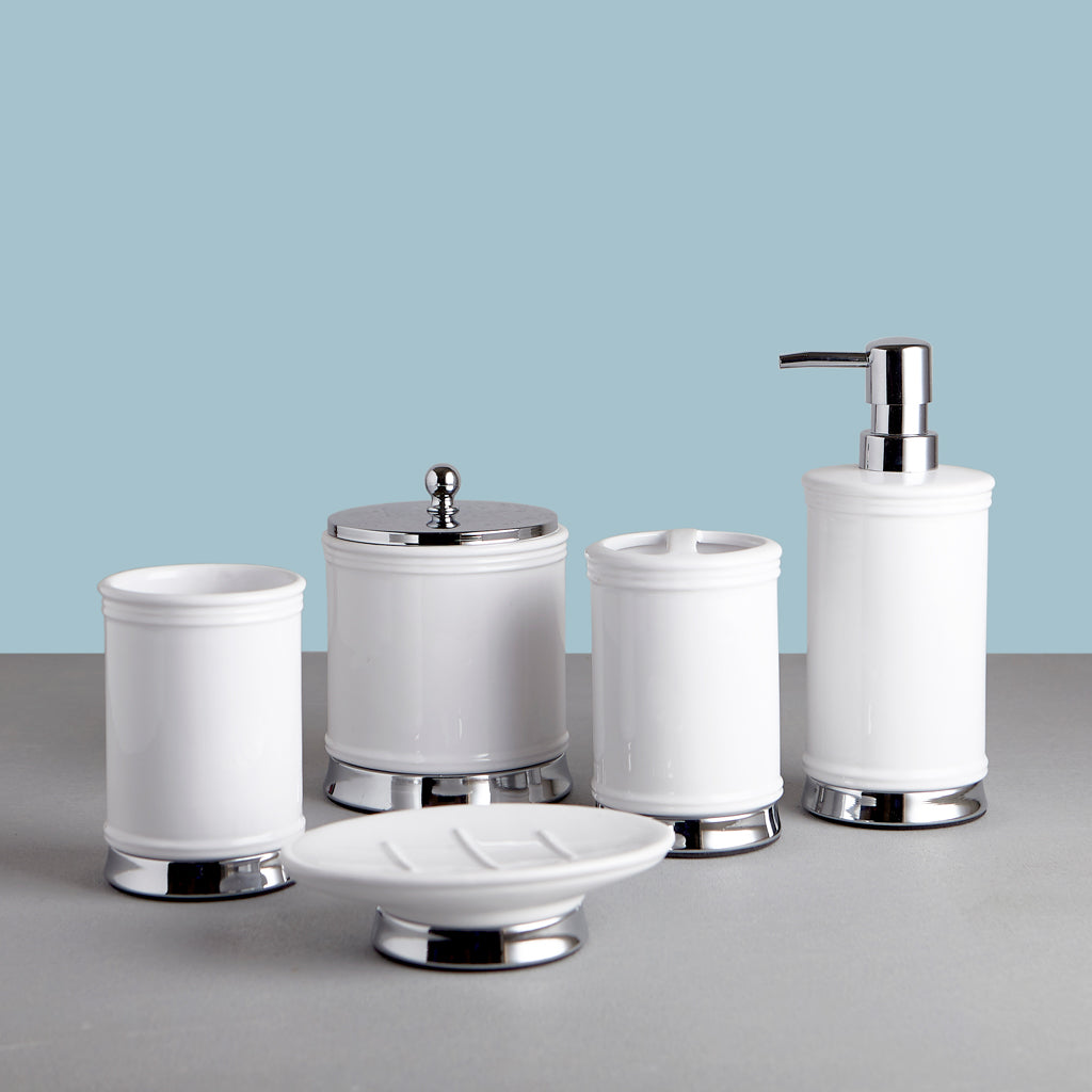 The Classic White Chrome Bath Accessories