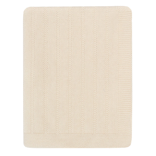 The Cream Border Ribbed Knit Throw