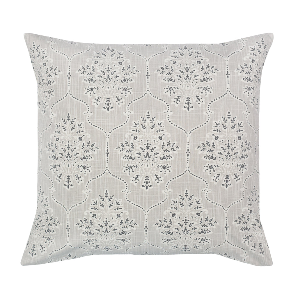 The Grey Aria Damask Square Throw Pillow