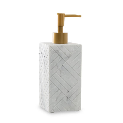 The Herringbone Grey Marble Bath Accessories - Soap/Lotion Pump