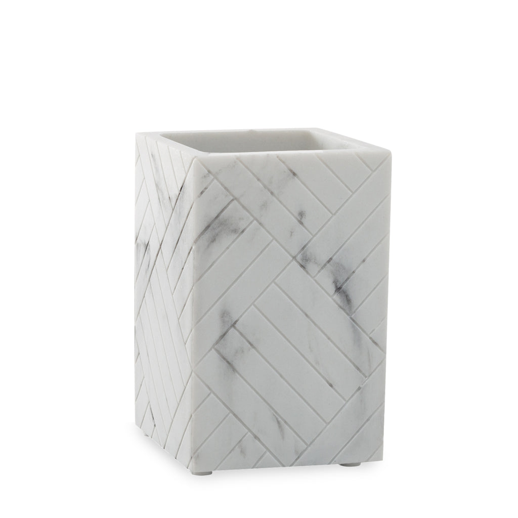 The Herringbone Grey Marble Bath Accessories - Tumbler