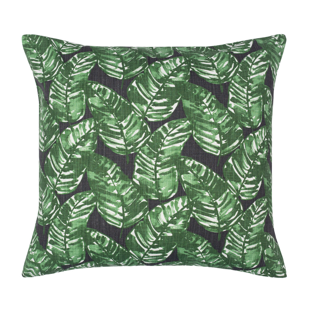 The Midnight Tropics Palm Leaf Square Throw Pillow