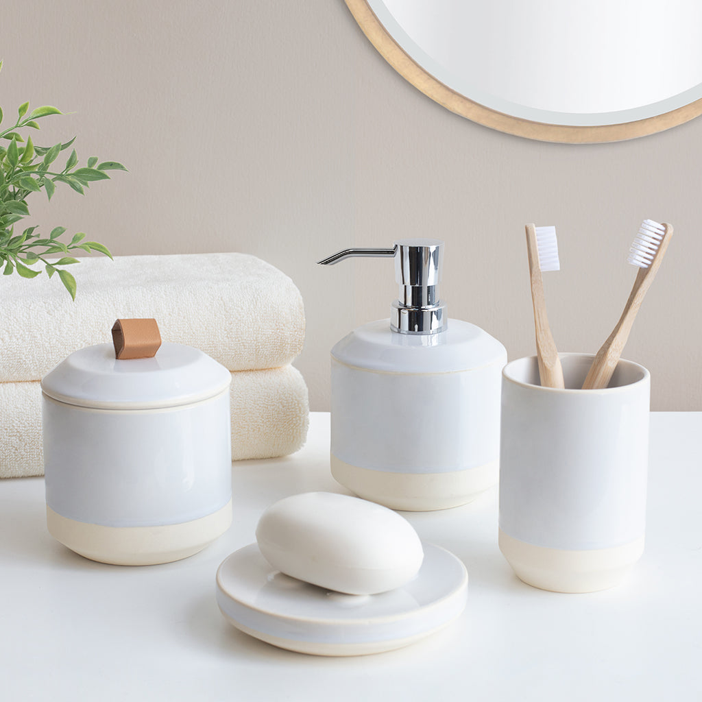 The Natural Ceramic Bath Accessories - Cotton Jar