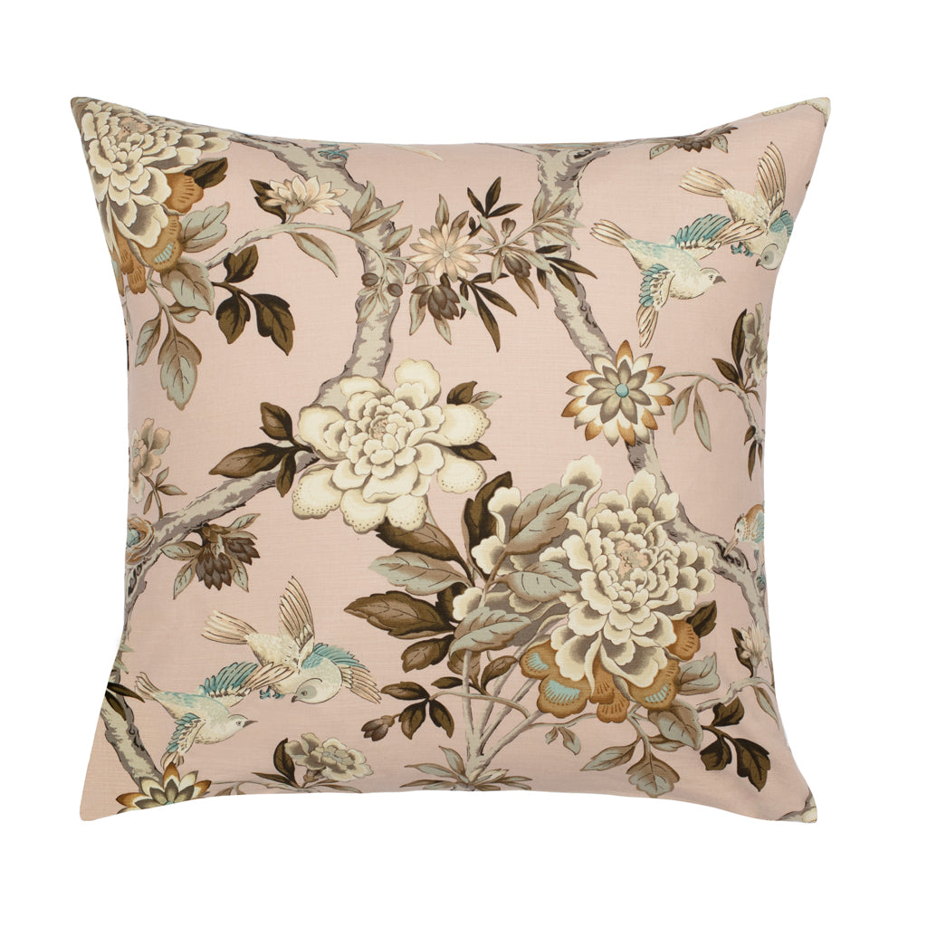 The Pink Garden Birds Square Throw Pillow – Crane & Canopy