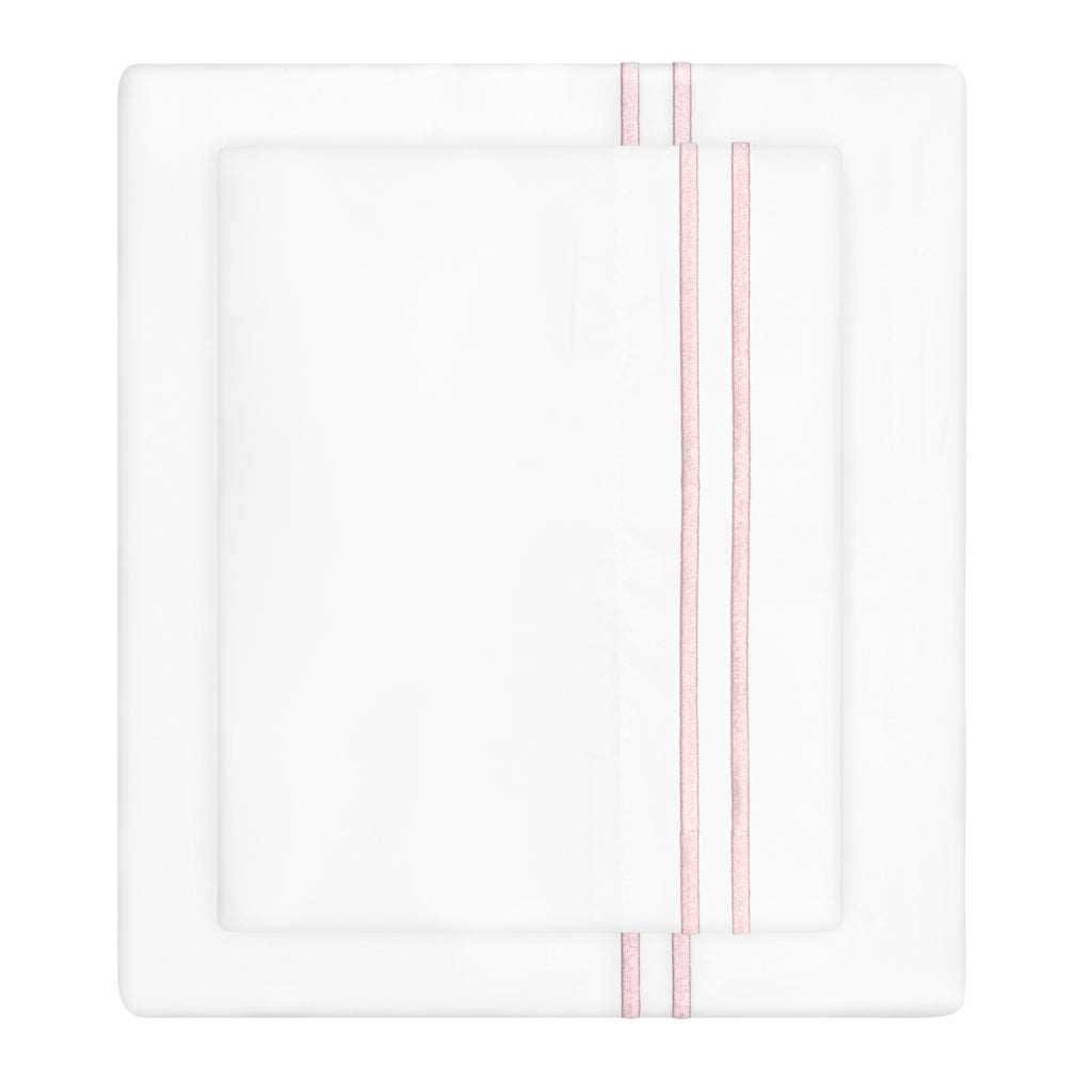 Pink Lines Embroidered Pillowcase Pair