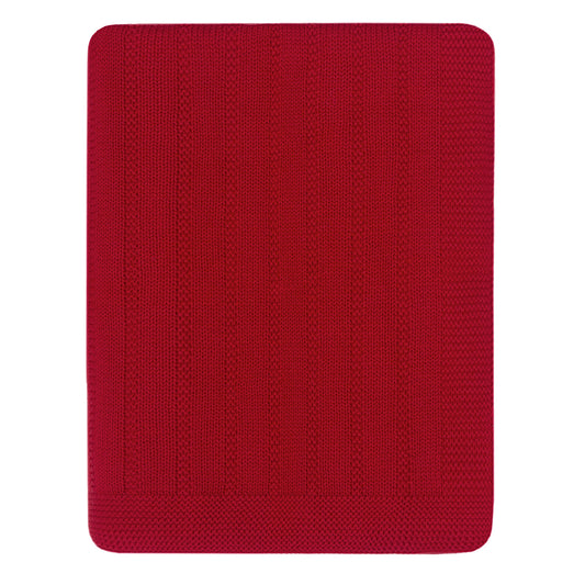 The Red Border Ribbed Knit Throw