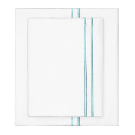 Turquoise Lines Embroidered Sheet Set (Fitted, Flat, & Pillow Cases)