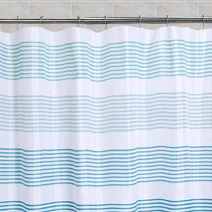 The Turquoise Santorini Striped Shower Curtain