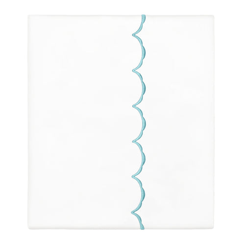 Turquoise Wavelet Embroidered Flat Sheet