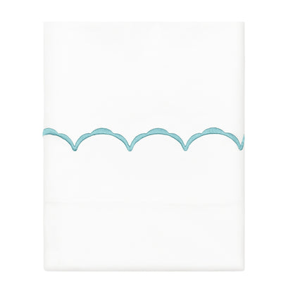 Turquoise Wavelet Embroidered Pillowcase Pair