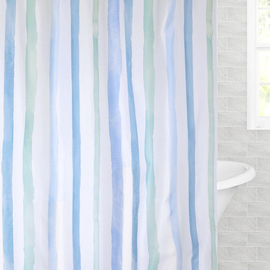 The Watercolor Stripes Shower Curtain