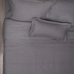 Grey Belgian Flax Linen Sheet Set (Fitted, Flat, & Pillow Cases)