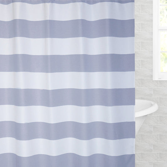 The Indigo Sail Striped Shower Curtain