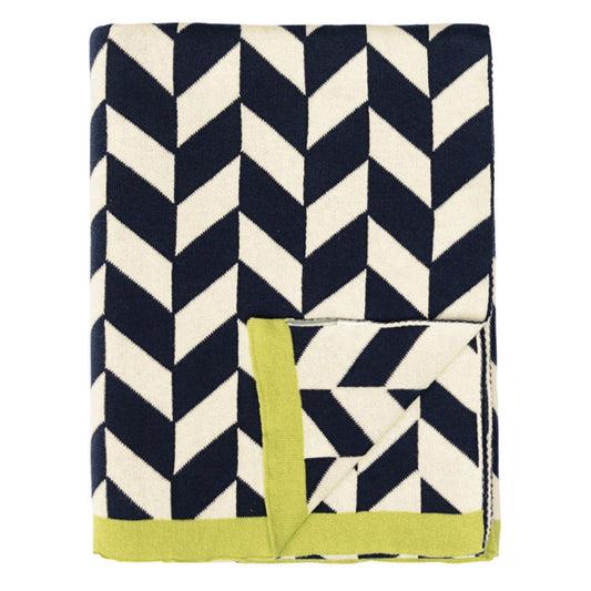 Navy Herringbone Throw