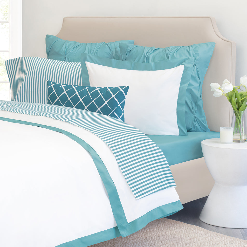 Turquoise Striped Sheet Set (Fitted, Flat, & Pillow Cases)