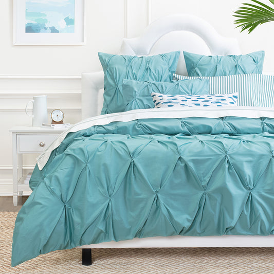 Valencia Turquoise Pintuck Duvet Cover