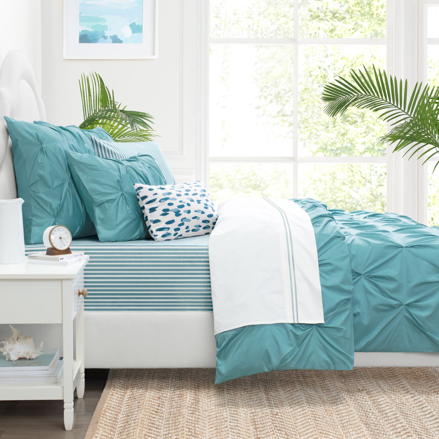 Turquoise Striped Sheet Set (Fitted, Flat, & Pillow Cases)