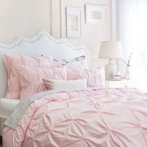 Pink Valencia Pintuck Duvet Cover