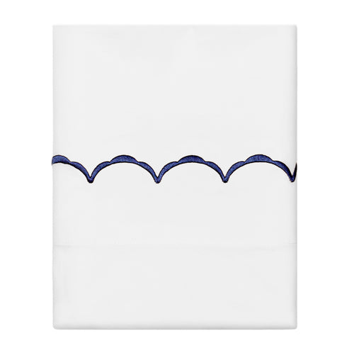 Navy Blue Wavelet Embroidered Pillowcase Pair