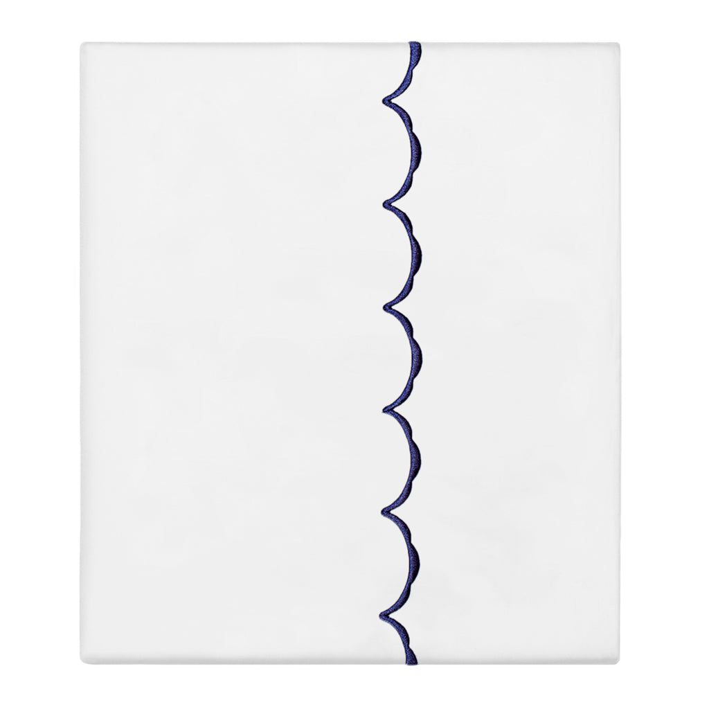 Navy Blue Wavelet Embroidered Flat Sheet