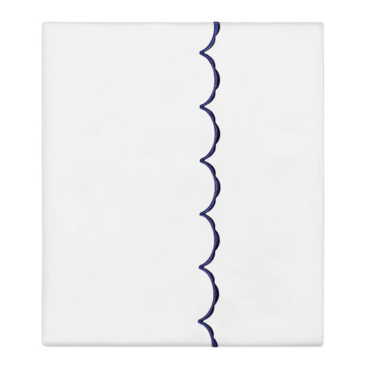 Navy Blue Wavelet Embroidered Flat Sheet