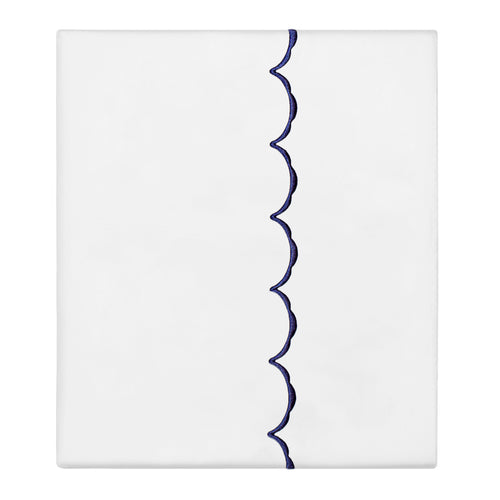 Navy Blue Wavelet Embroidered Flat Sheet