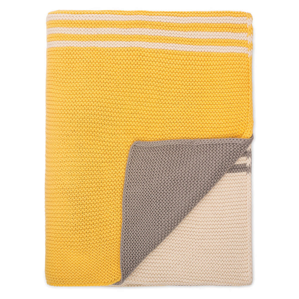 The Yellow and Grey Striped Throw