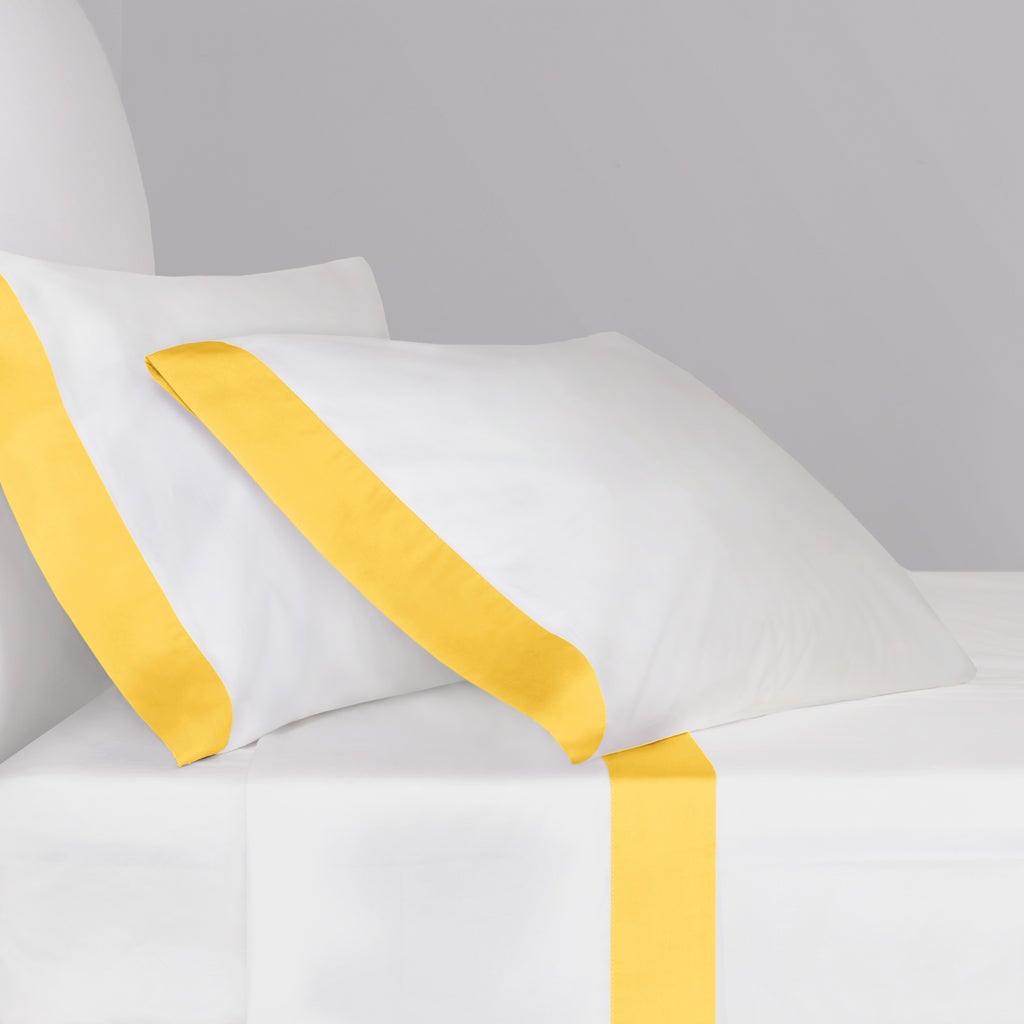 Yellow Border Sheet Set  (Fitted, Flat, & Pillow Cases)