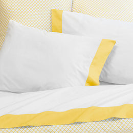 Yellow Border Sheet Set  (Fitted, Flat, & Pillow Cases)