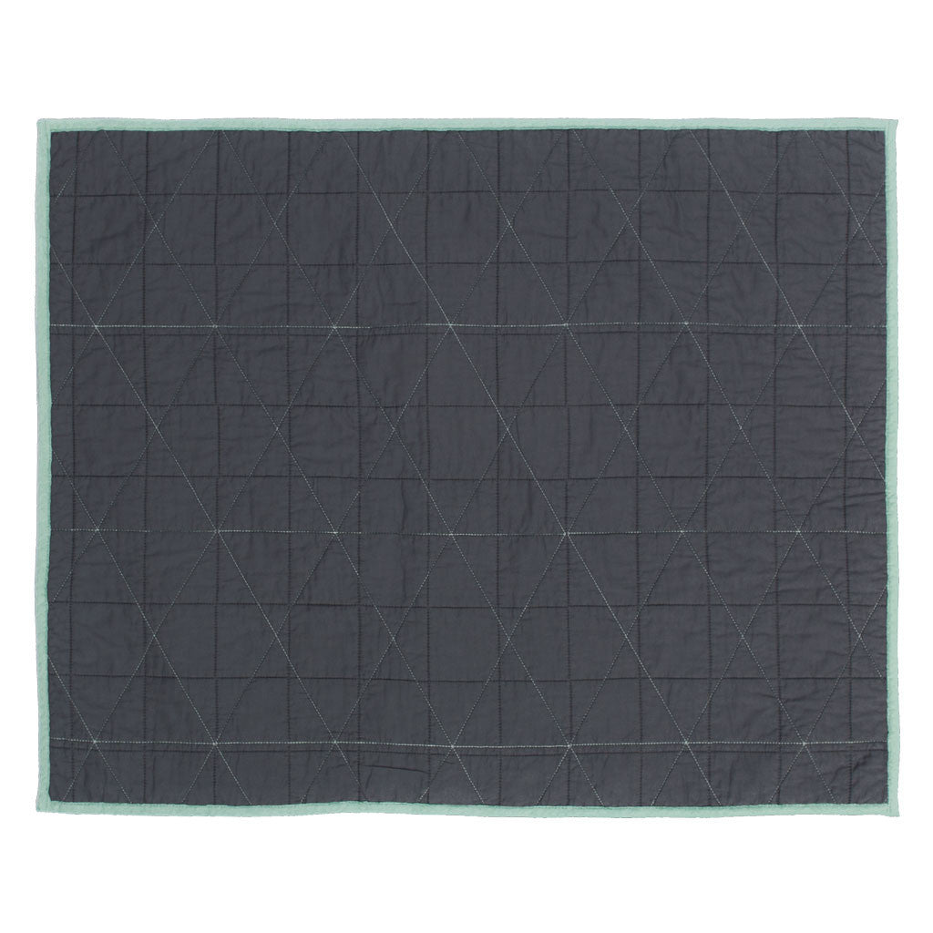 Diamond Box-Stitch Charcoal Grey Quilt Sham Pair