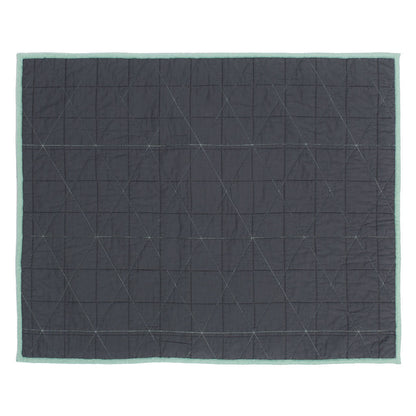 Diamond Box-Stitch Charcoal Grey Quilt Sham Pair