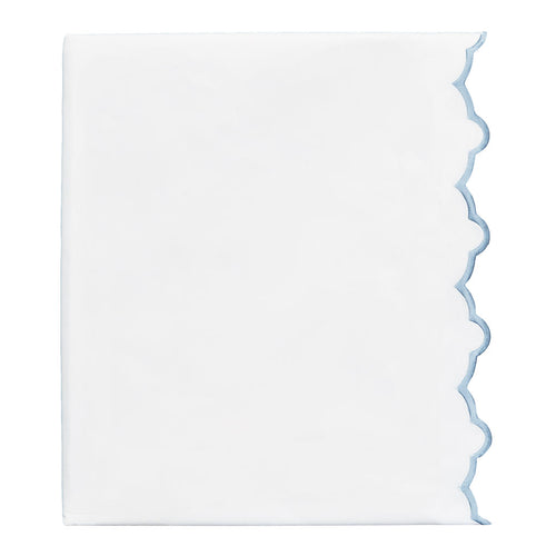 French Blue Scalloped Embroidered Flat Sheet