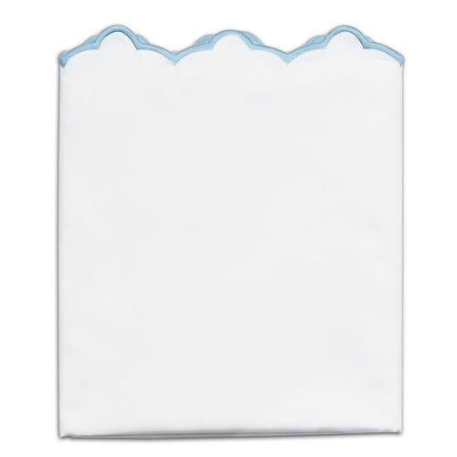 French Blue Scalloped Embroidered Pillowcase Pair