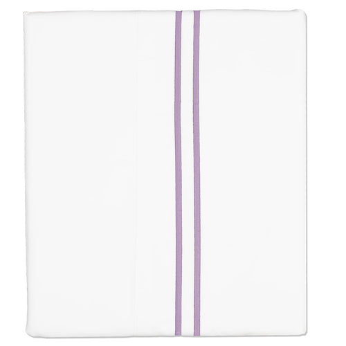 Lilac Purple Lines Embroidered Flat Sheet