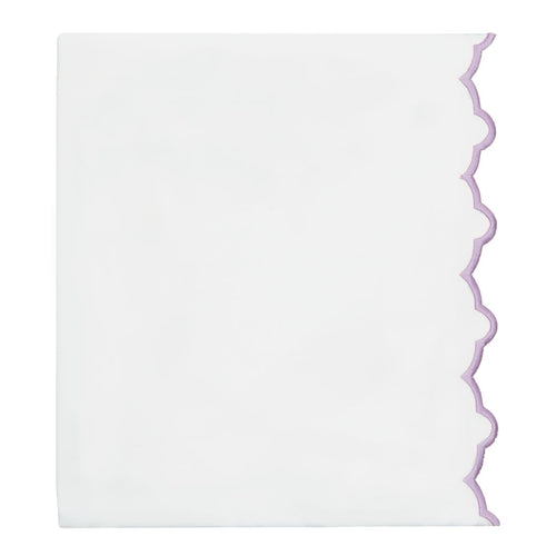 Lilac Purple Scalloped Embroidered Flat Sheet