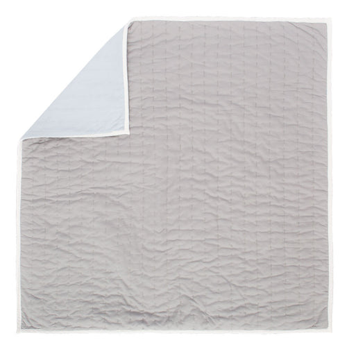 Reversible Pick-Stitch Light Grey Quilt Euro Sham