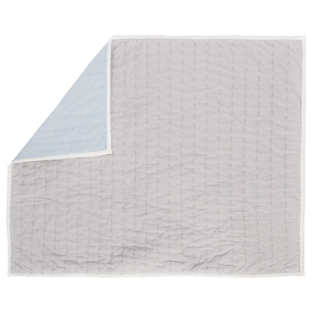 Reversible Pick-Stitch Light Grey Quilt Sham Pair