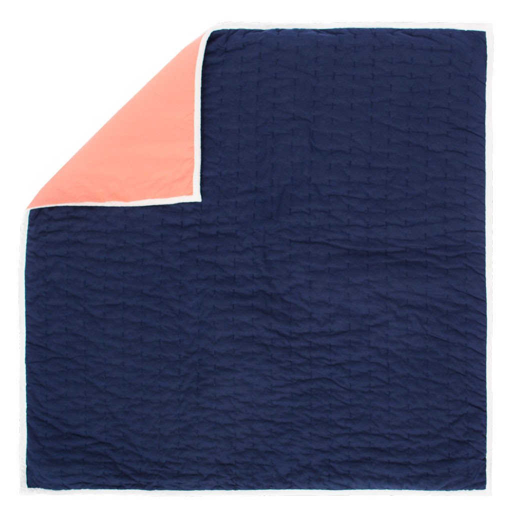 Reversible Pick-Stitch Navy Blue Quilt Euro Sham