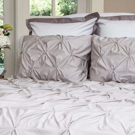 Dove Grey Valencia Pintuck Duvet Cover