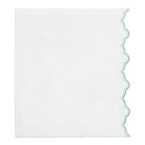 Porcelain Green Scalloped Embroidered Flat Sheet