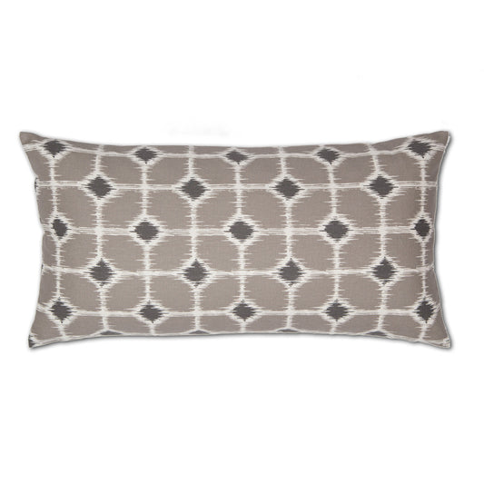 Gray and White Ikat Diamonds Throw Pillow